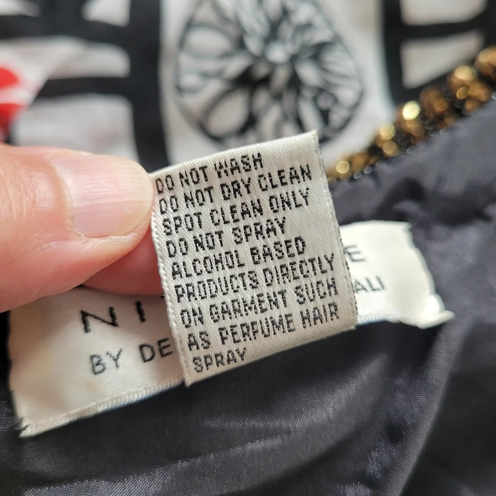 Vintage Niteline 100% silk dress with gold beading in size 10 - Picture 14 of 15